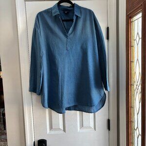 Pure Jill Indigo Blouse Tunic Style - Size Small